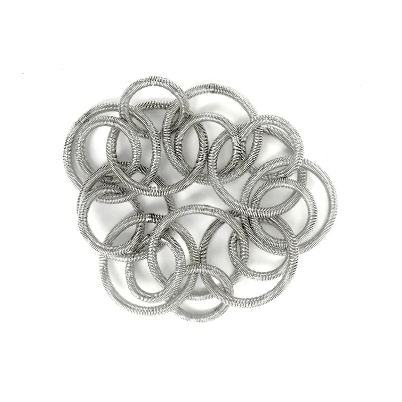 handmade raw stone engagement ring Piano Wire Loops Bracelet, Silver