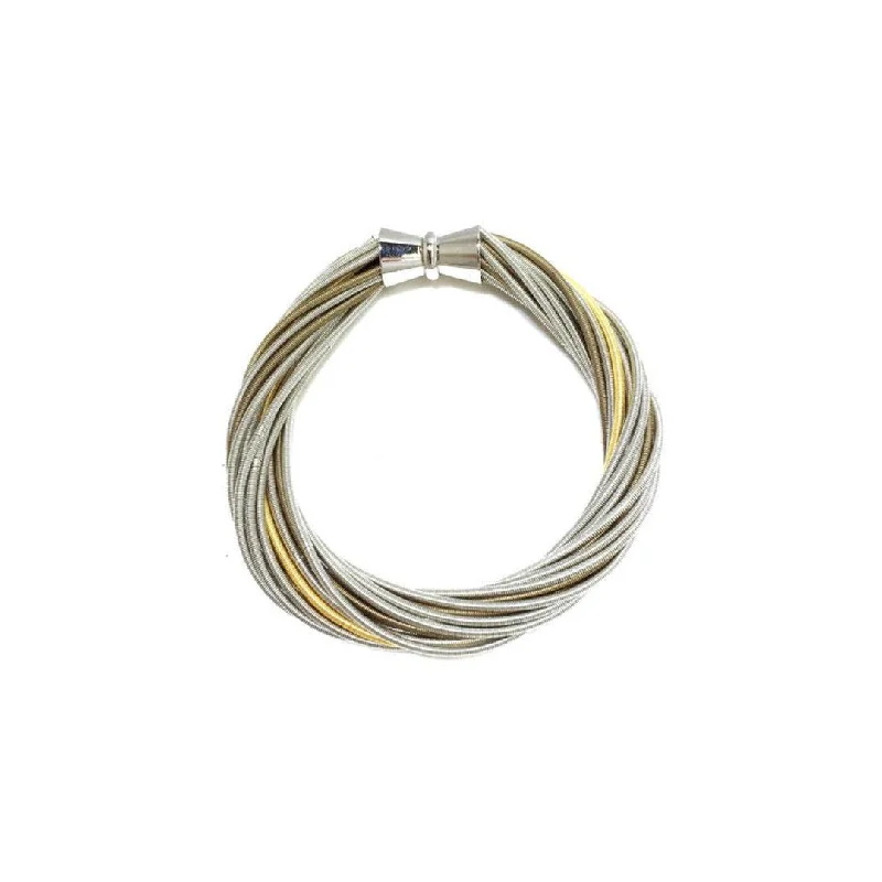 stackable gold bangle set Piano Wire Twist Bracelet, Gold & Silver