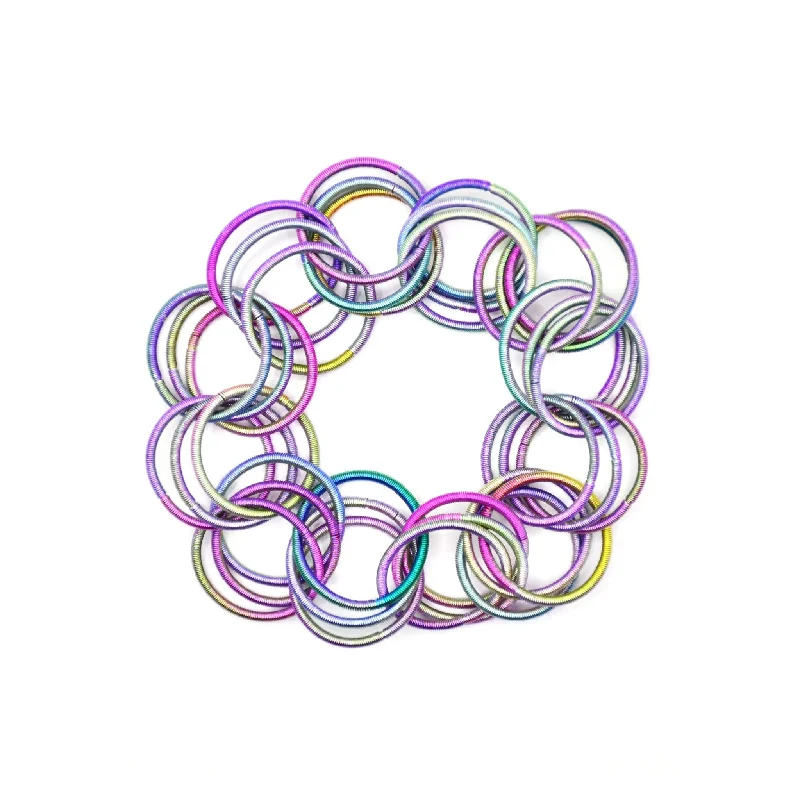 vintage Victorian brooch pin Piano Wire Loops Bracelet, Multicolor