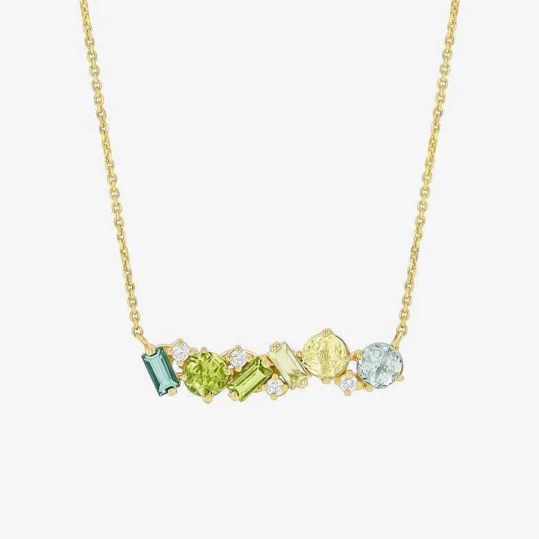 celestial star ring gold Green Ombre Pendant