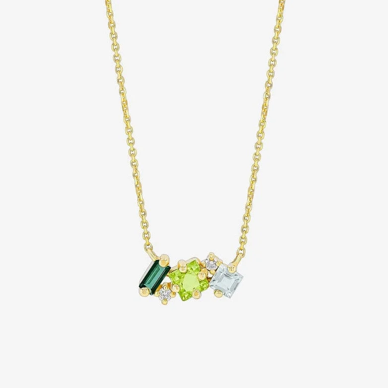 hammered gold stacking rings Green Ombre Mini Bar Pendant