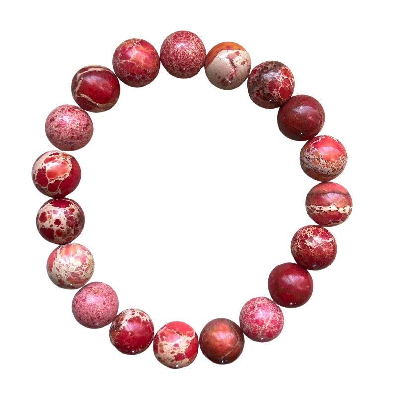 chunky gemstone cuff bracelet Red African Sea Sediment 8mm Bracelet