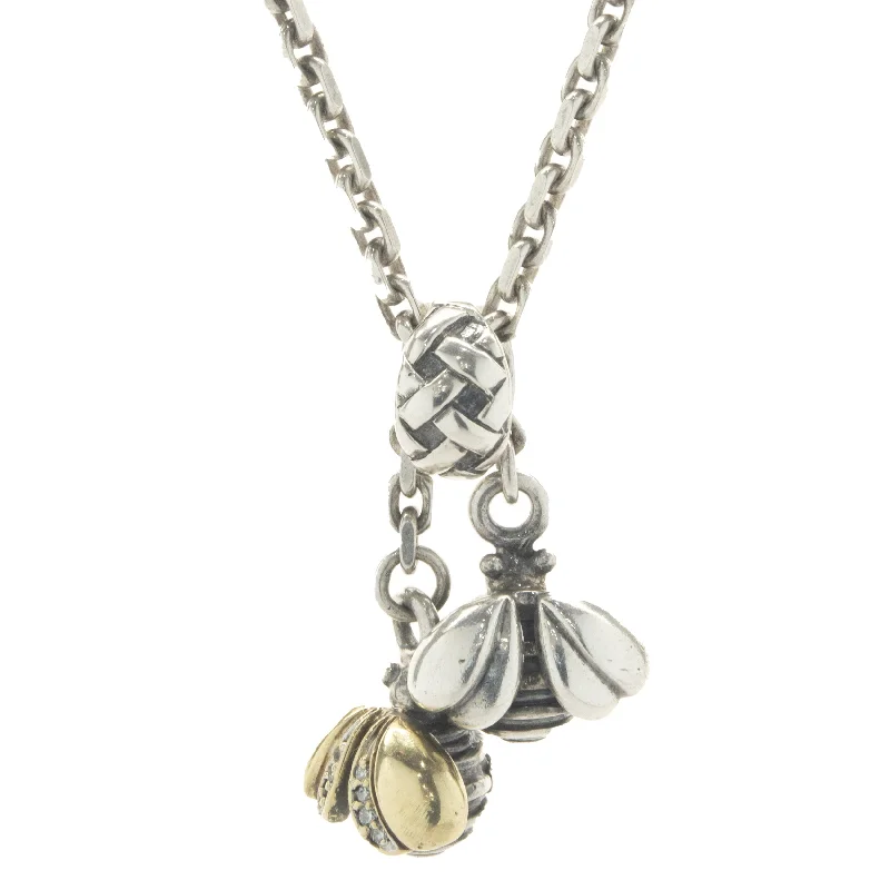 vintage-inspired gold locket Saint Sterling Silver & 14 Karat Yellow Gold Double Bee Lariat Necklace