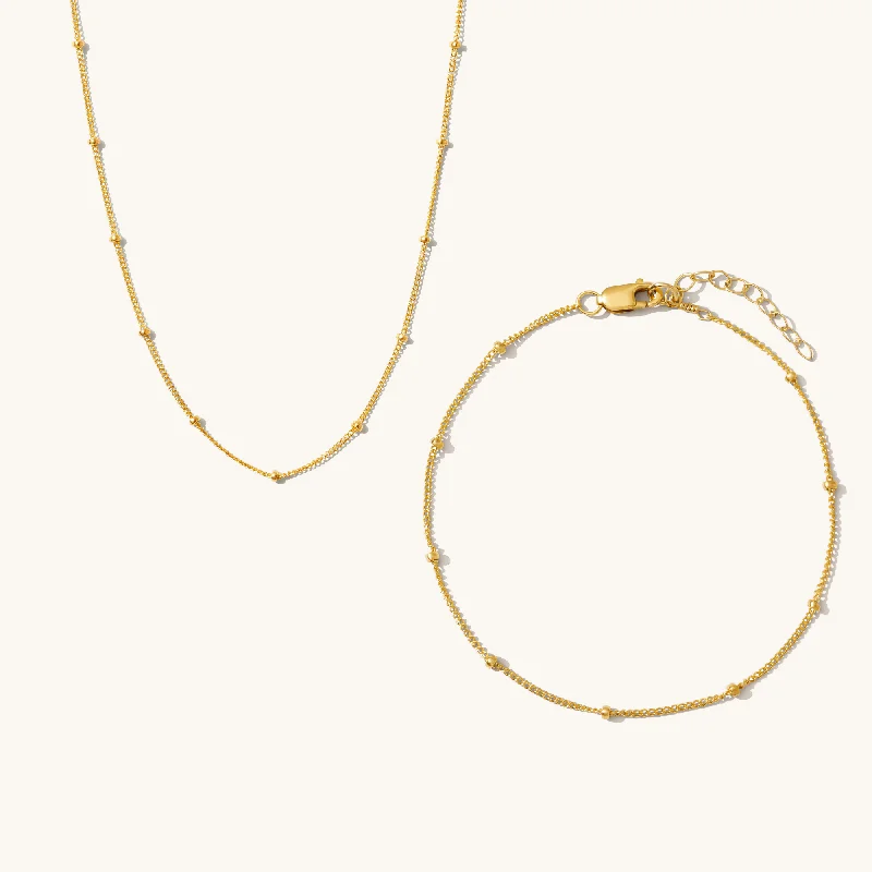 colorful gemstone engagement ring Satellite Chain Jewelry Set (Necklace + Bracelet)