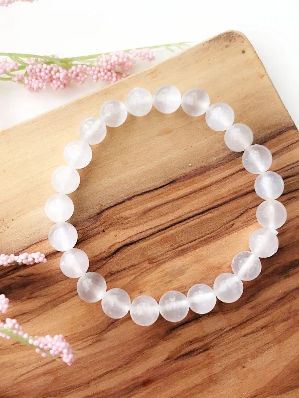 butterfly charm bracelet delicate Selenite Beaded Stretch Bracelet