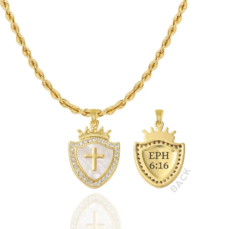 birthstone stacking rings set Shield of Faith Necklace (Ephesians 6:16)
