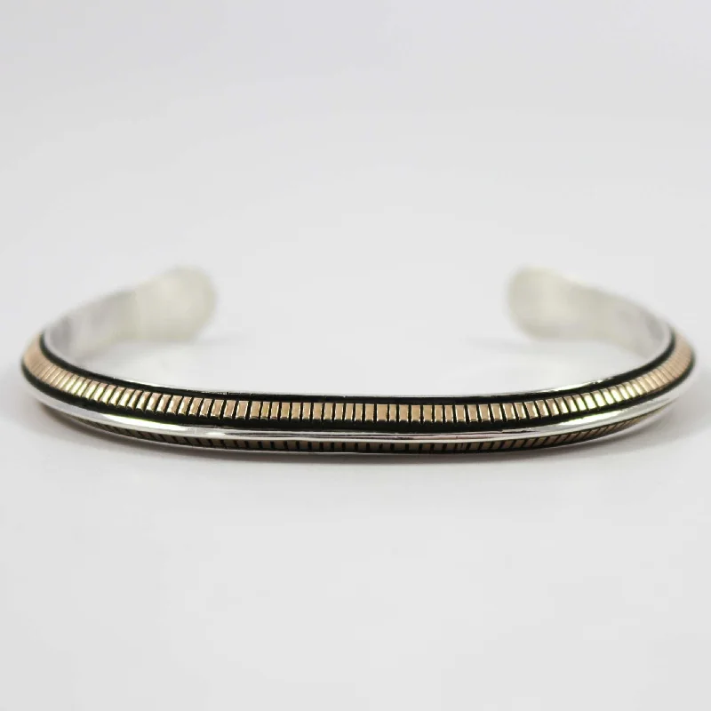 fine silver herringbone necklace Silver and Gold Cuff