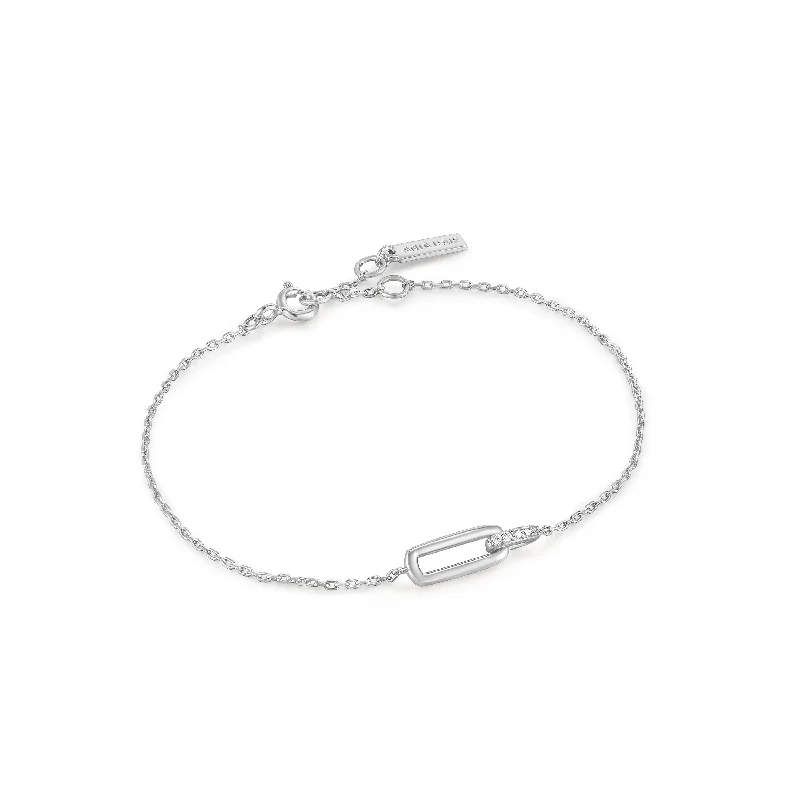 black pearl earrings classic Silver Glam Interlock Bracelet