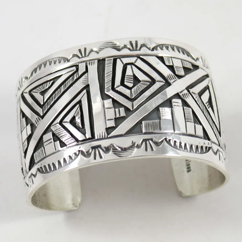 men’s braided leather bracelet Silver Overlay Cuff