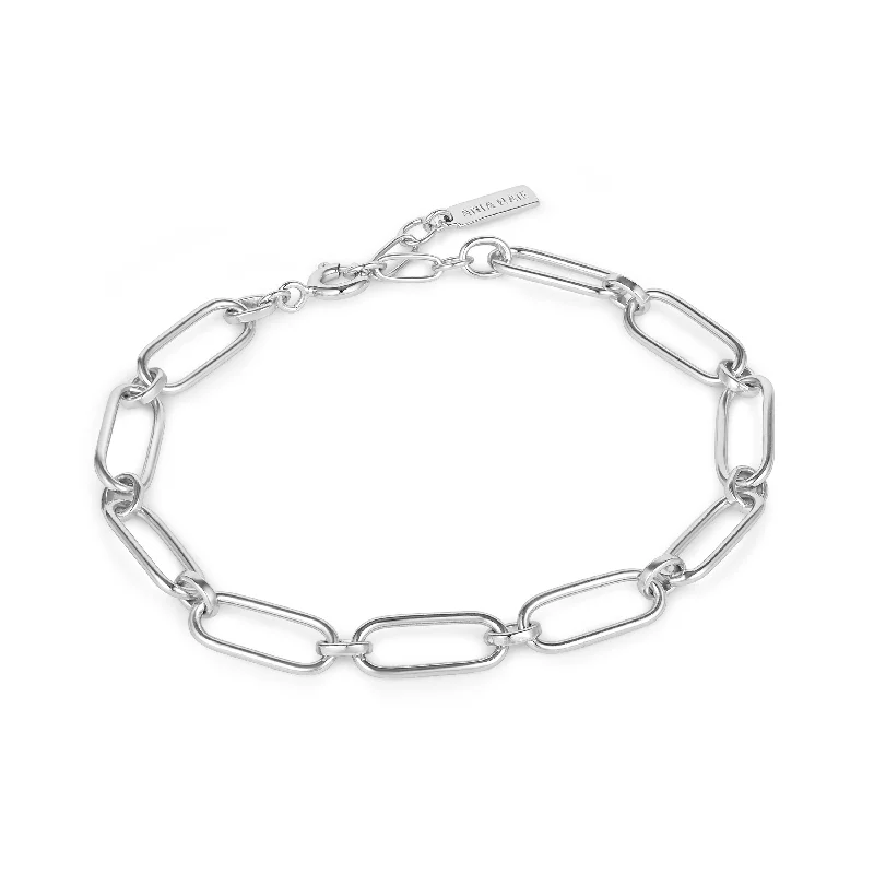 bohemian anklet with shells Silver Cable Connect Chunky Chain Bracelet