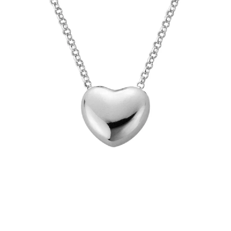 antique filigree wedding band Silver Puff Heart Slider Pendant Necklace