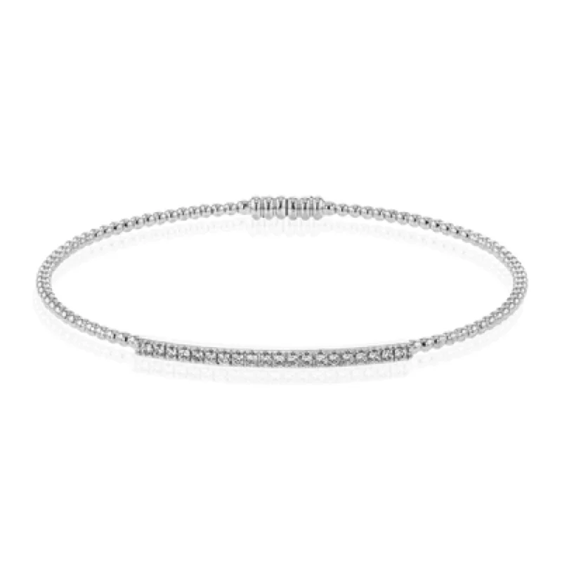 minimalist crystal quartz ring Simon G. 18k Beaded Bangle with Diamonds