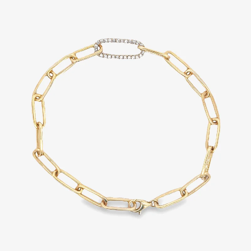 chunky chain necklace trendy Single Diamond Paper Clip Links Bracelet