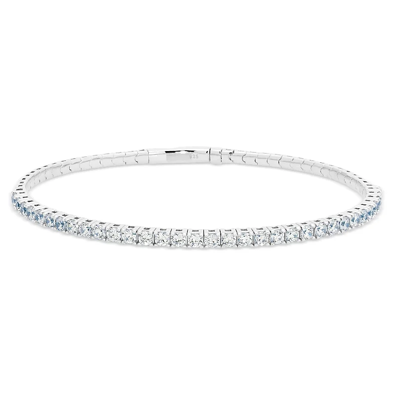 sapphire and diamond eternity ring Single Row Flex Bracelet - PREORDER