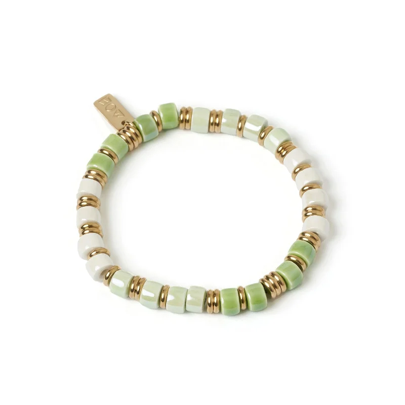 handcrafted gemstone drop earrings Skylar Ceramic and Gold Bracelet - Mint