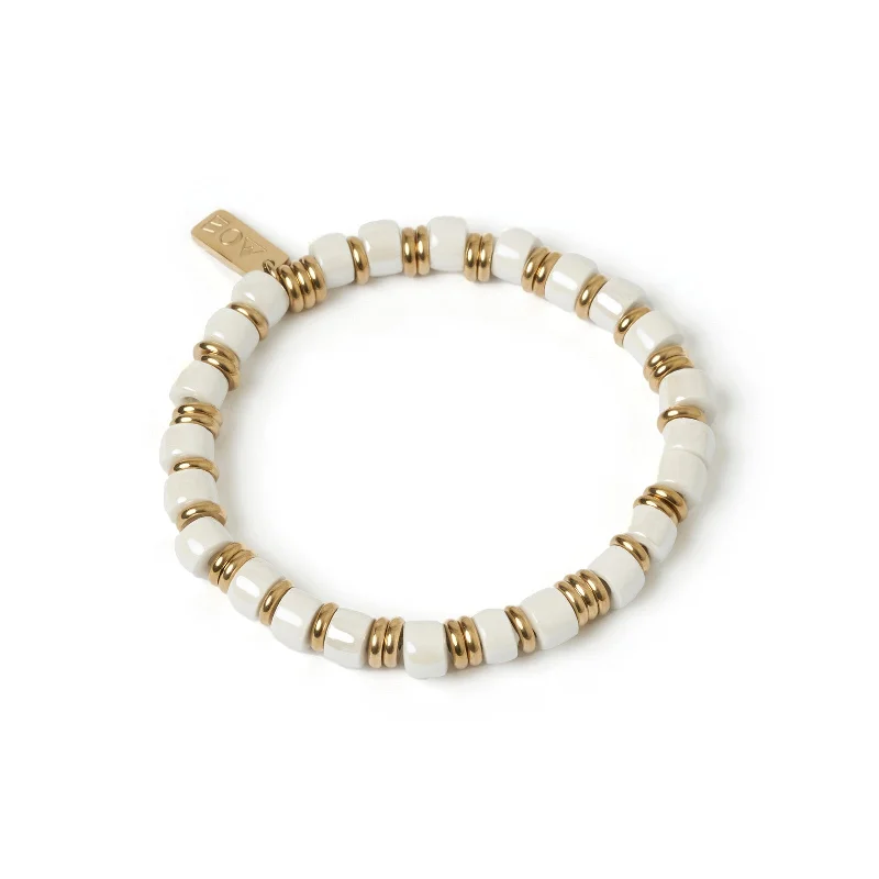 delicate chain necklace gold Skylar Ceramic and Gold Bracelet - Vanilla