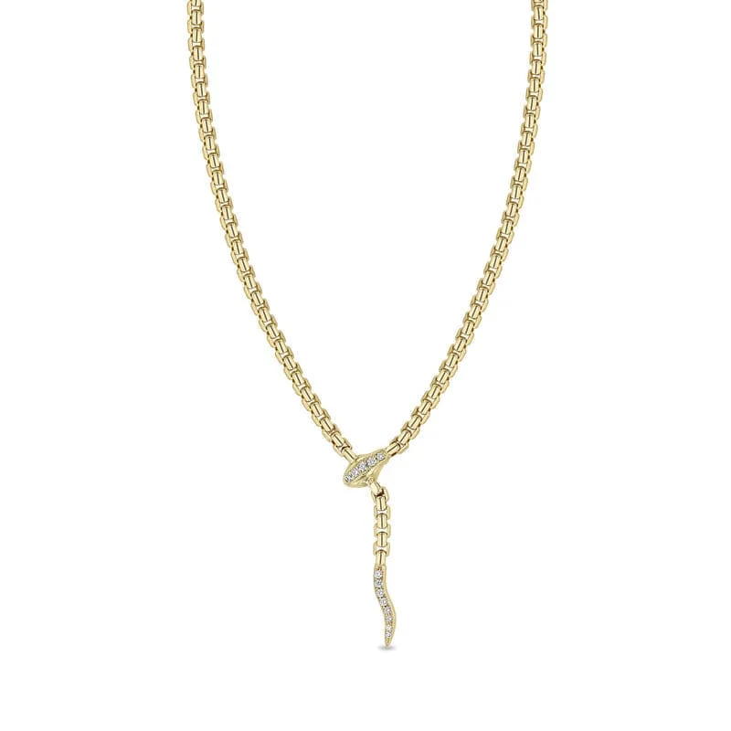 raw crystal cuff bracelet 14k Gold Pavé Diamond Serpent Box Chain Necklace