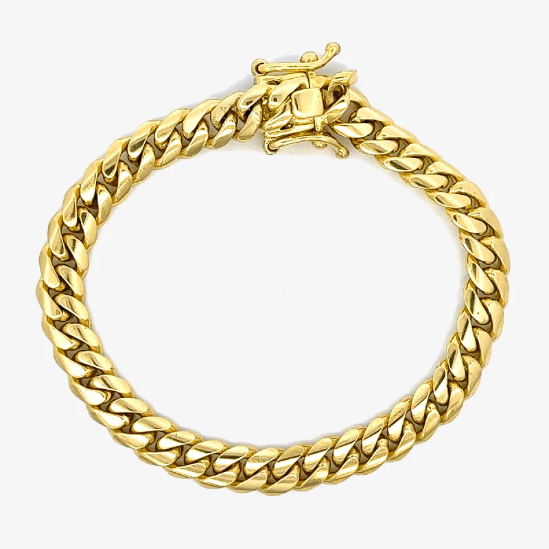 gold engagement ring vintage Solid 8mm Miami Cuban Link 8" Bracelet