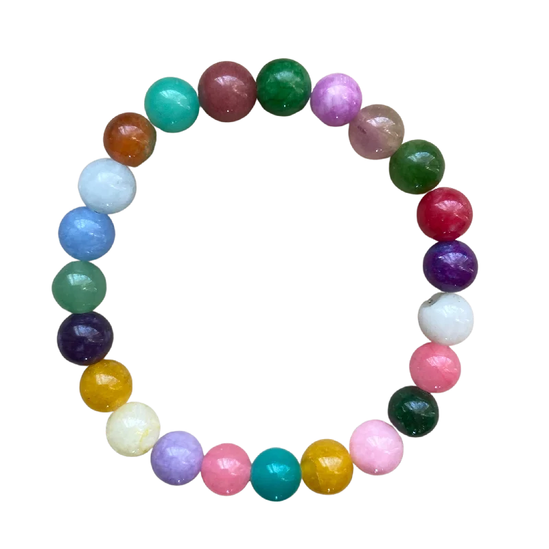 unique silver branch ring Spring Multicolor Jade 8mm Bracelet