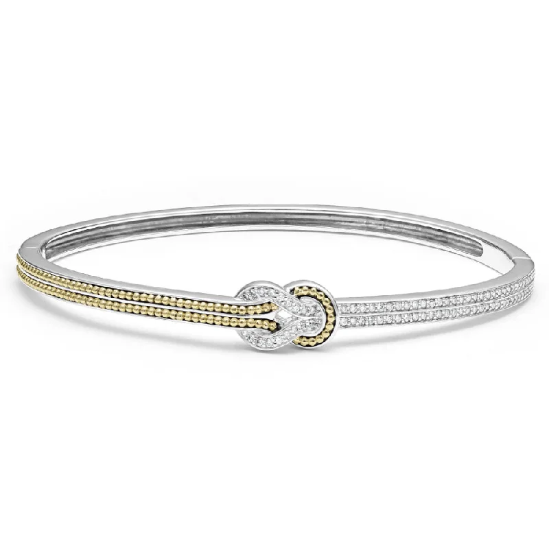 hammered gold disc necklace Lagos Newport Two Tone Knot Diamond Cuff Bracelet