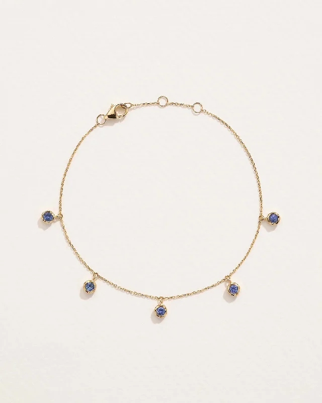 unique gemstone necklace handmade Sapphire Station Droplet Bracelet