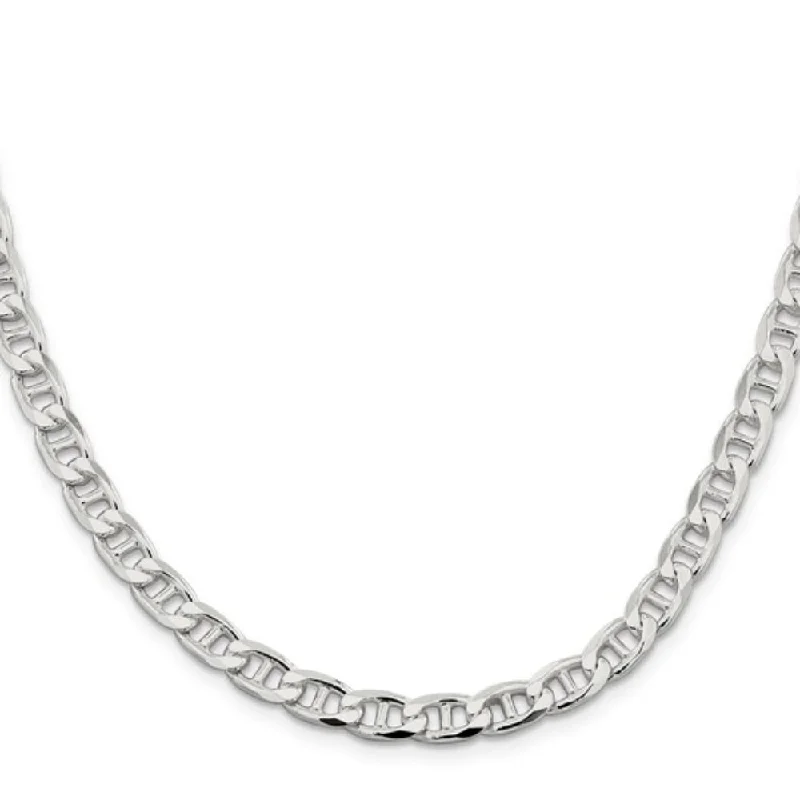 vintage sapphire necklace Sterling Silver 6.5mm Flat Cuban Anchor Chain, 22"