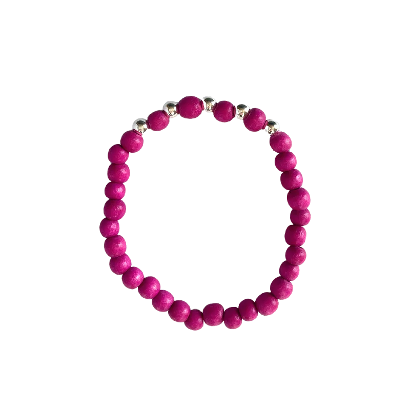 geometric diamond earrings gold Kenley Sterling Silver Pink Twilight Wood 6mm Bracelet