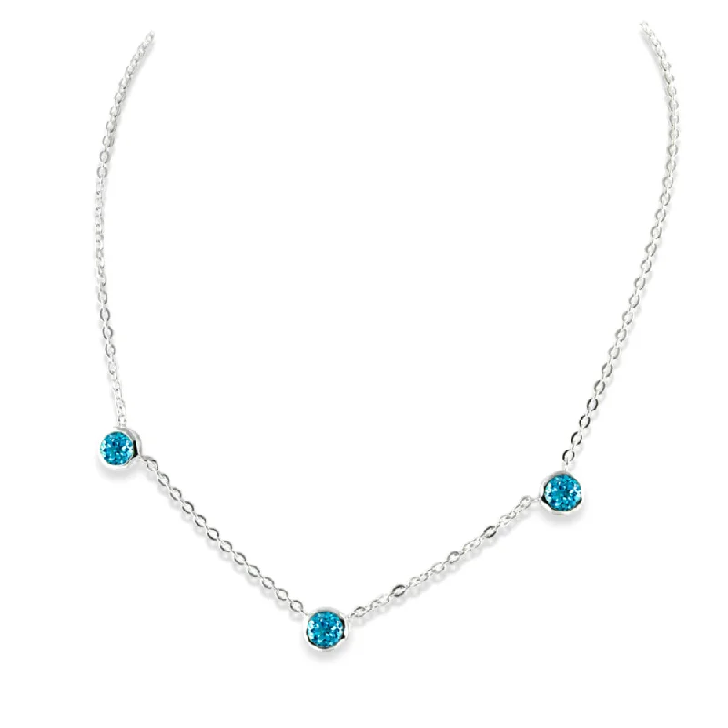 minimalist clover charm bracelet Sterling Silver Blue Topaz Necklace