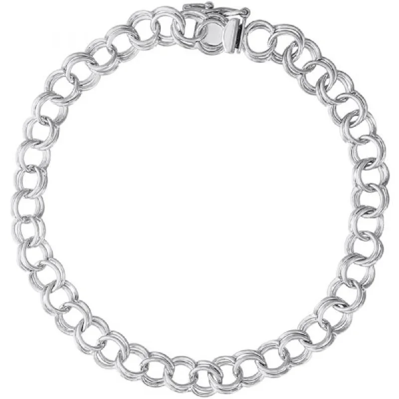 infinity loop ring rose gold Sterling Silver Double Link Curb Classic Charm Bracelet