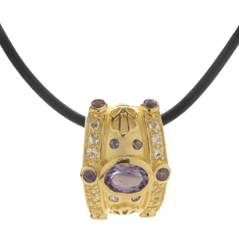silver infinity symbol bracelet Sterling Silver Gold Plated Amethyst and White Topaz Slide Necklace
