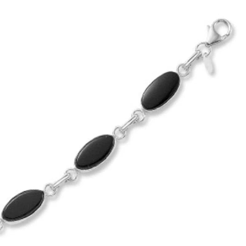 luxury diamond anniversary band Sterling Silver Onyx Bracelet