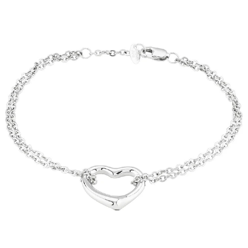 bohemian gemstone choker Sterling Silver Open Heart Bracelet