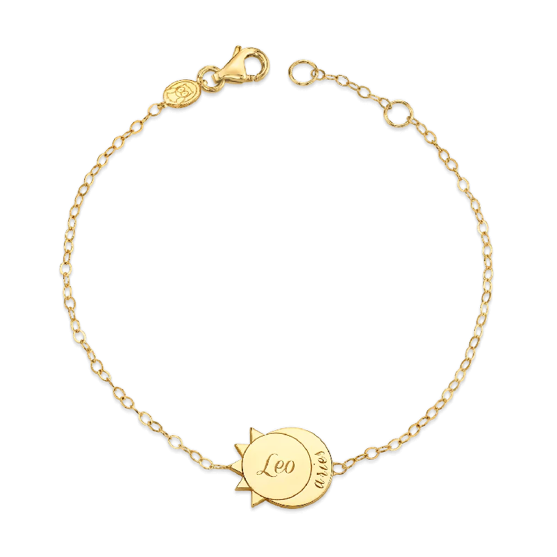 minimalist black diamond studs Sun Moon Zodiac Bracelet