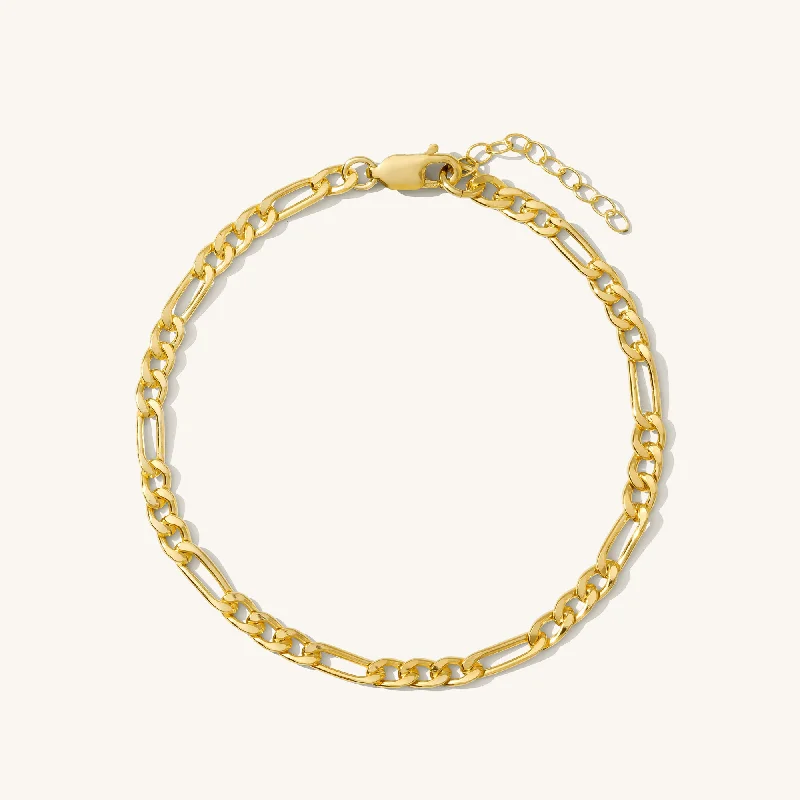 handcrafted gold stud earrings Thick Figaro Chain Bracelet