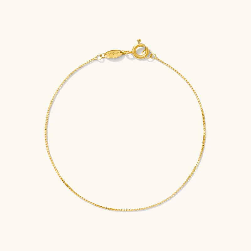 black diamond eternity band Thin Box Chain Bracelet - 14k Solid Gold