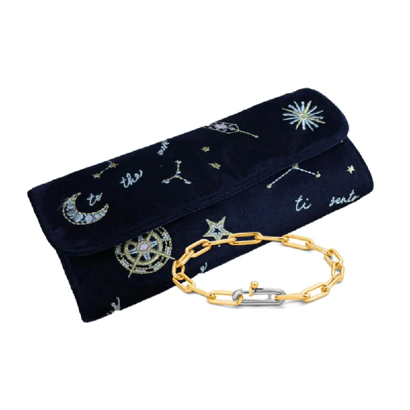 vintage platinum wedding band Ti Sento Festive Set Two-Tone "Closed Forever" Link Bracelet and Cosmic Jewelry Roll