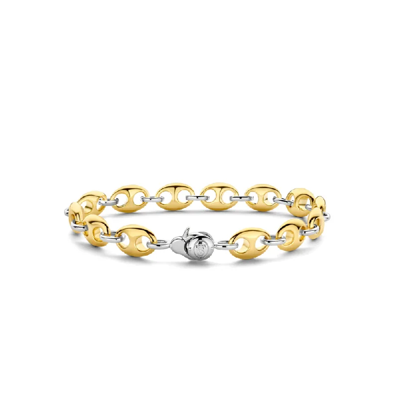 minimalist chain anklet gold Ti Sento Two-Tone Coffee Bean Link Bracelet
