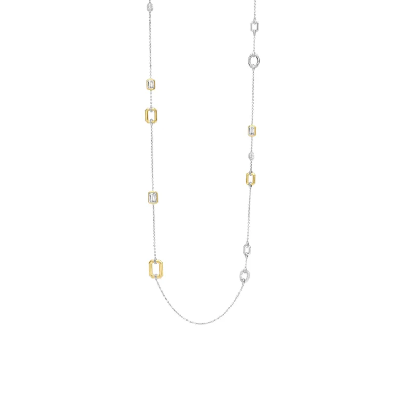 classic tennis bracelet white gold Ti Sento Two-Tone Long Station Necklace