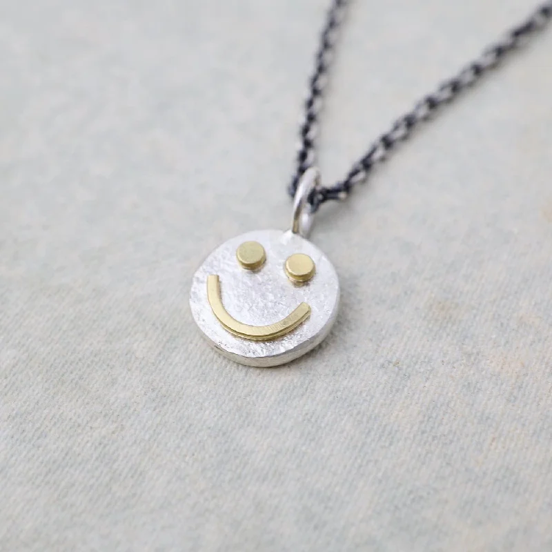 boho gemstone anklet Tiny Happy Face Necklace in Sterling Silver