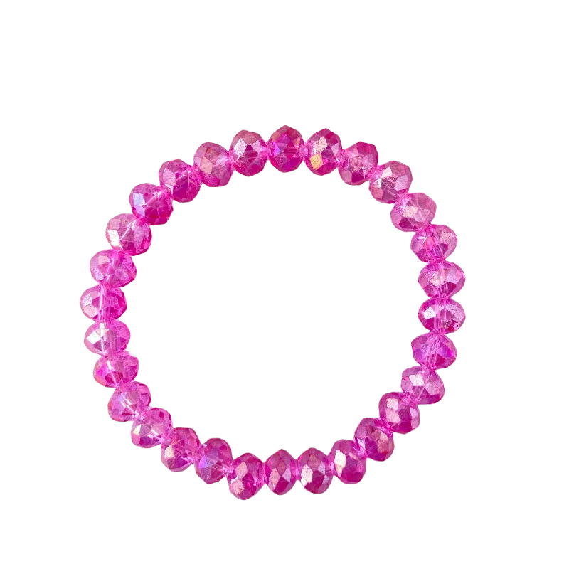 personalized pet photo necklace Translucent Barbie Pink AB Faceted Rondelle 8mm Bracelet