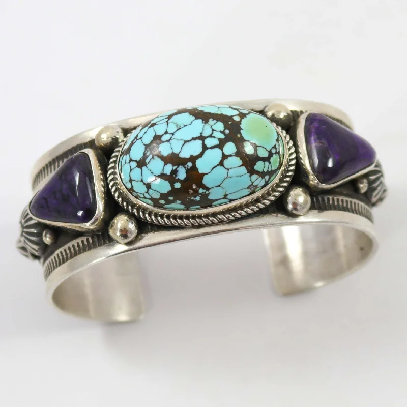 layered gold coin pendant necklace Turquoise and Sugilite Cuff