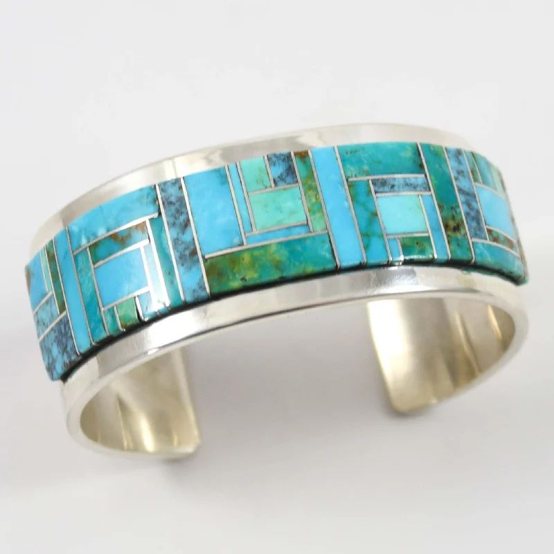 vintage-style filigree bracelet Turquoise Inlay Cuff