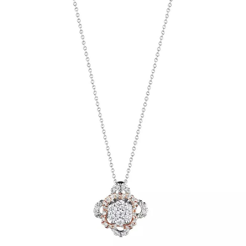 rose gold cubic zirconia earrings Verragio 18k Two-Tone Floret Cluster Diamond Pendant