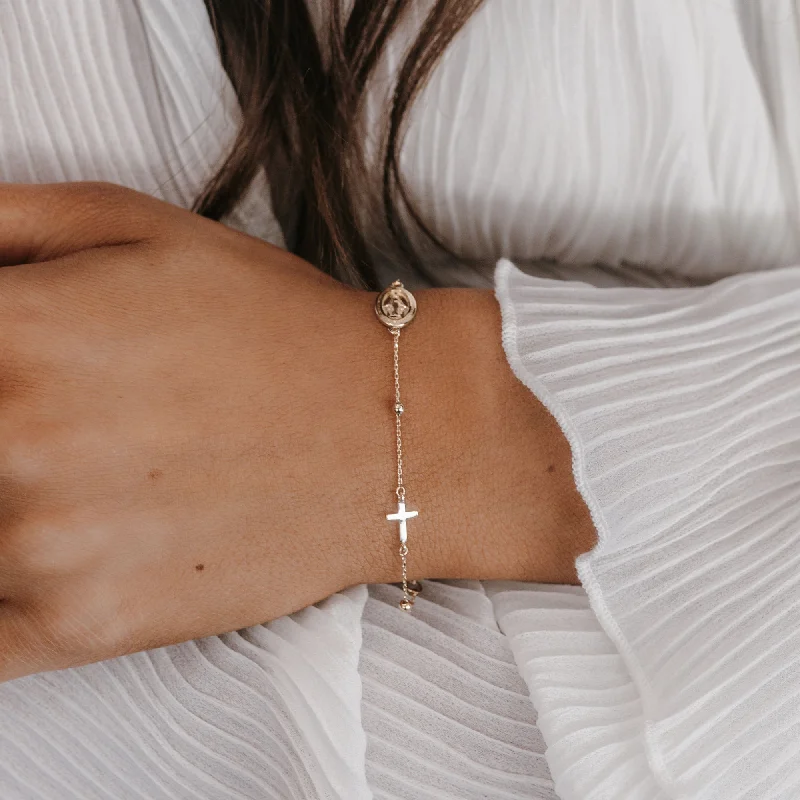 adjustable charm necklace Virgin Mary & Cross Bracelet