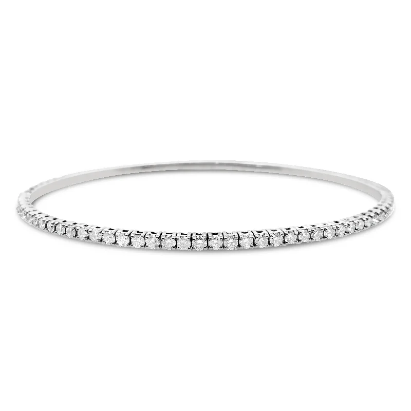 double-layered choker necklace White Gold Diamond Bangle Bracelet
