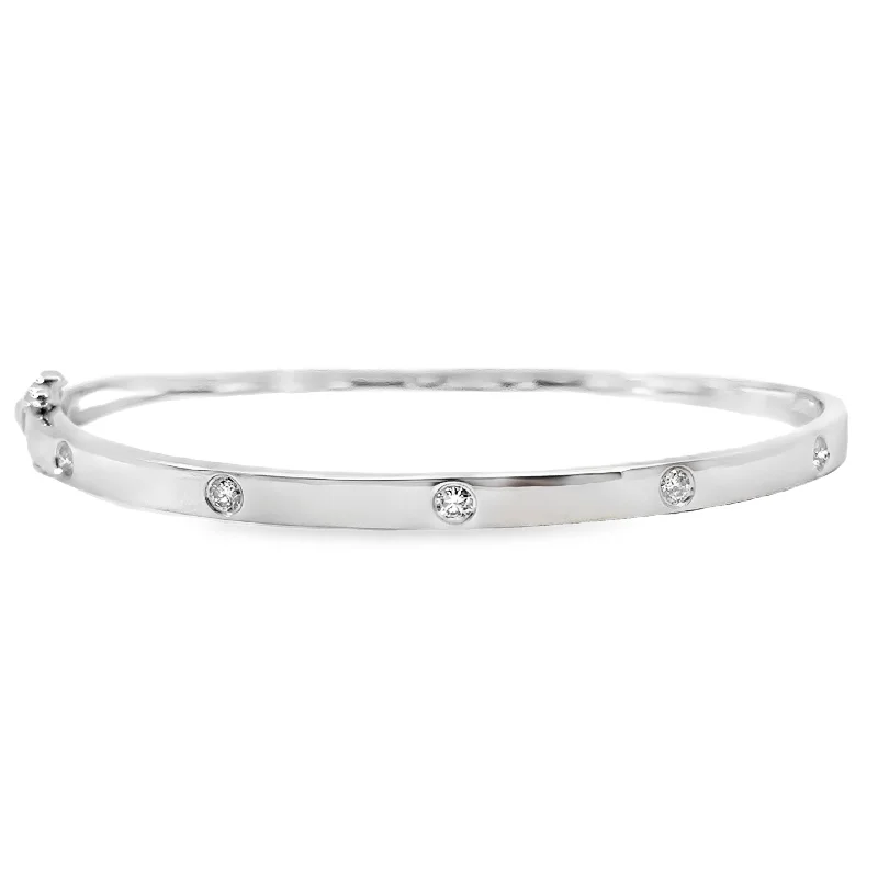 minimalist black diamond studs White Gold Diamond Bangle Bracelet
