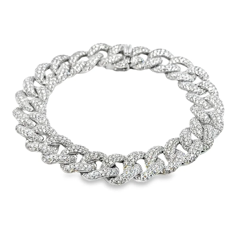 black spinel ring men White Gold Pave Diamond Fashion Bracelet