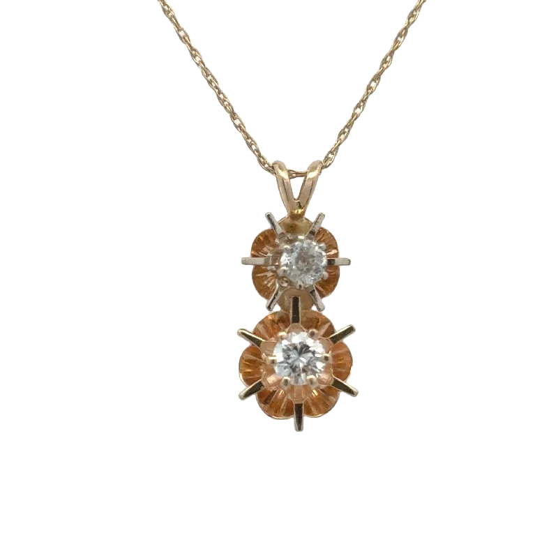 minimalist pearl pendant necklace 14K Yellow Gold Double Buttercup Diamond Drop Necklace