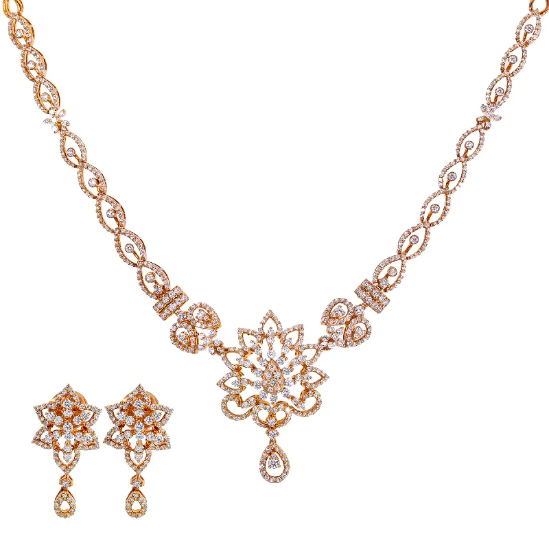 hexagon-shaped engagement ring unique 18K Rose Gold Diamond Jewelry Set (37.4gm)