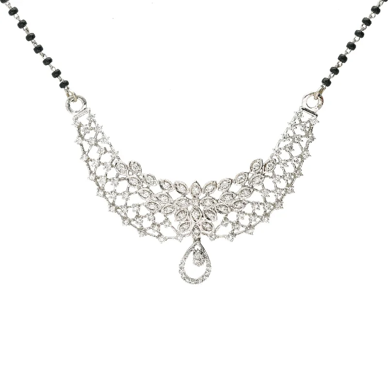 sleek black titanium ring 18K White Gold & Diamond Oishi Mangalsutra Necklace